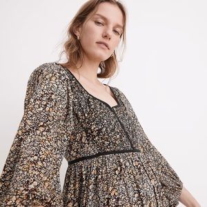 Madewell Embroidered Tiered Midi Dress in Cottage Garden